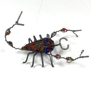 Handmade Scorpion Wire Glass Bead South Africa Multicolor Blue Red Artisan VTG